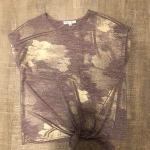 Purple and gold tie front tee